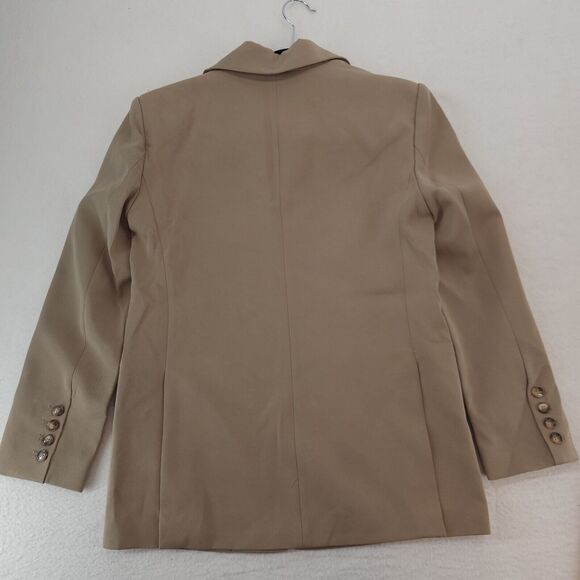 Grey Lab Women’s M Blazer Tan Minimalist Tailored Jacket Office Regency Chic - Picture 12 of 12